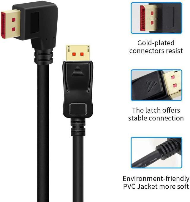 Alt view image 4 of 6 - Right Angle Displayport 1.4 Cable Left Angled Displayport Cable, BolAAzuL 90-Degree Angled Displayport Cable V1.4 6FT/1.8M up to 8K/60Hz, 4K/144Hz Supported