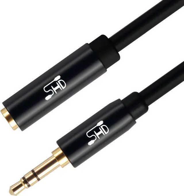 Alt view image 5 of 7 - Audio Extension Cable Male to Female 3.5mm Aux Stereo Cable 24K Gold Plated Step Down Design Metal Connectors with High Purity OFC Conductor Black-10Feet