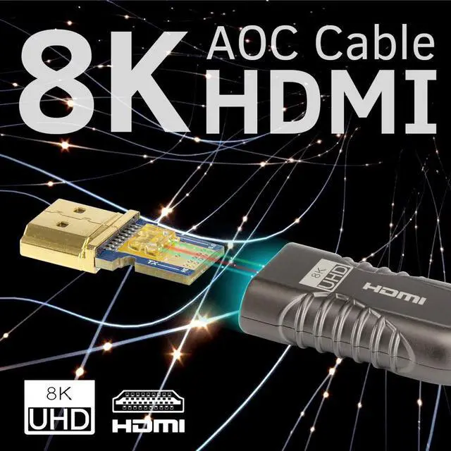 Alt view image 6 of 6 - Certified 8K HDMI 2.1 Fiber Optical Cable,10K Ultra High Speed HDMI 33ft 48Gbps 4K 120Hz 8K 120Hz 10K 120Hz, eARC Dolby Vision Atmos HDR10 RTX 3080/3090 4090 PS5 Xbox Sony LG C9/B9
