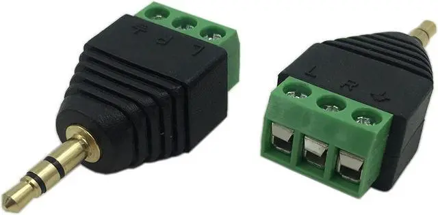 Alt view image 2 of 7 - 3.5mm 3 Pole Stereo Audio Video Male to 3 Screw Terminal Female Double Track Headphone Replacement Solderless Balum Converter Adapter (2-Pack)