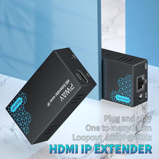 Alt view image 3 of 7 - PWAY HDMI Extender 500ft Over Single Cat5e/6, One to Multiple Monitors by Ethernet Switch, Full HD 1080P@60Hz Video Extended