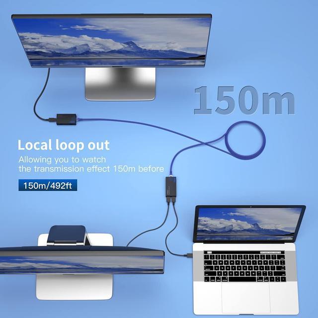Alt view image 4 of 7 - PWAY HDMI Extender 500ft Over Single Cat5e/6, One to Multiple Monitors by Ethernet Switch, Full HD 1080P@60Hz Video Extended