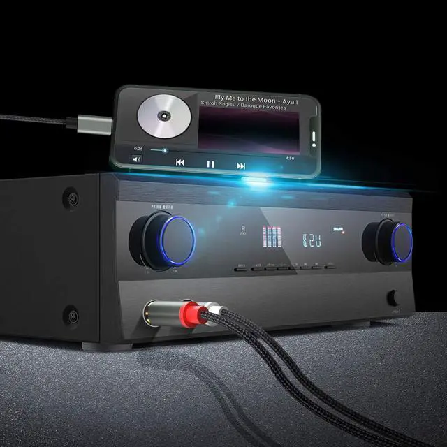 Alt view image 4 of 4 - 3.5mm to RCA Cable - 3.3FT 2 in 1 Aux Audio Adapter with Nylon Braided Y Splitter - Compatible with iPhone Smartphones MP3 Players Tablets Speakers Home Theater