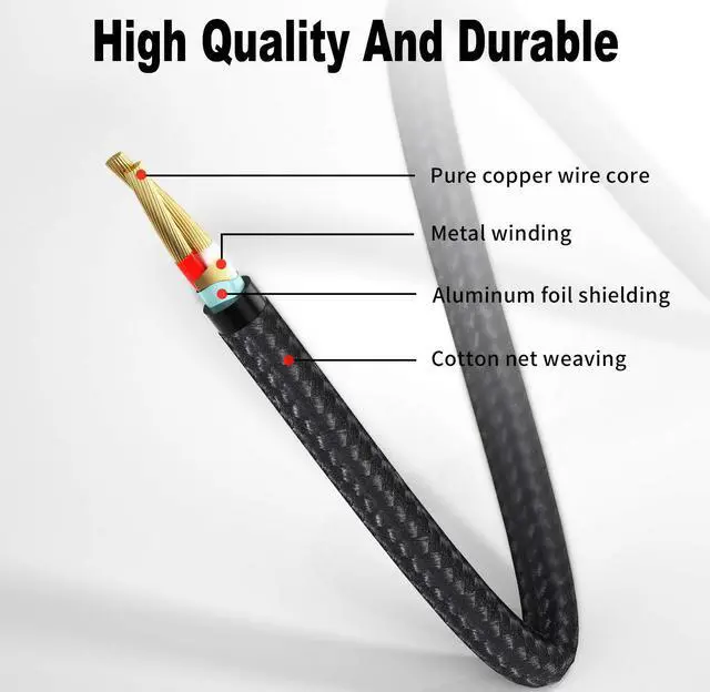 Alt view image 3 of 4 - 3.5mm to RCA Cable - 3.3FT 2 in 1 Aux Audio Adapter with Nylon Braided Y Splitter - Compatible with iPhone Smartphones MP3 Players Tablets Speakers Home Theater