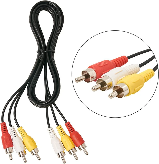 Alt view image 2 of 2 - 3 RCA Cable Audio Video Composite Cable 5 ft RCA 3-Male to 3-Male for TV VCR DVD Satellite and Home Theater Receivers