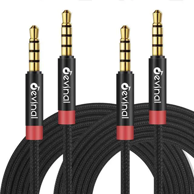Main image of 3.5mm TRRS Cable 1/8 inch 4 Pole Auxiliary Cord Aux Mini-Jack Stereo Nylon Braided Male to Male Cable 3.3 FT/ 1M (2 Pack)