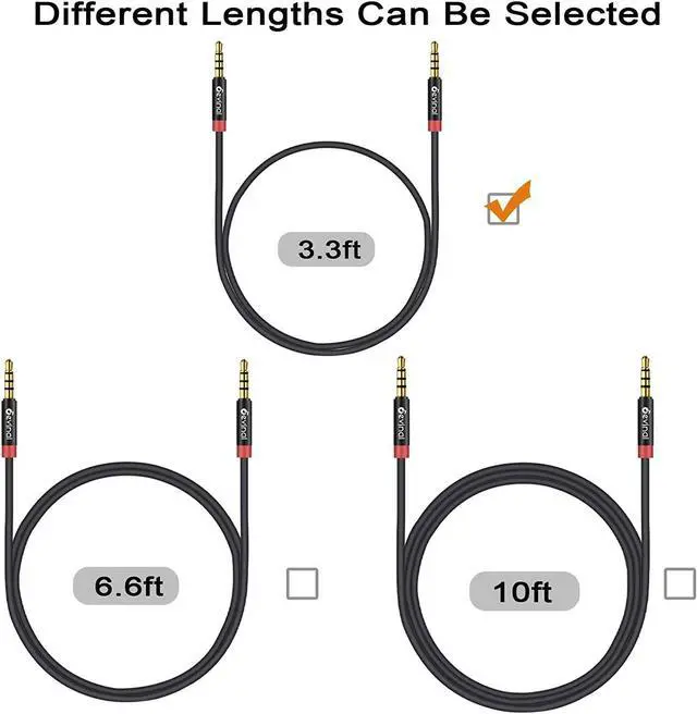 Alt view image 2 of 7 - 3.5mm TRRS Cable 1/8 inch 4 Pole Auxiliary Cord Aux Mini-Jack Stereo Nylon Braided Male to Male Cable 3.3 FT/ 1M (2 Pack)