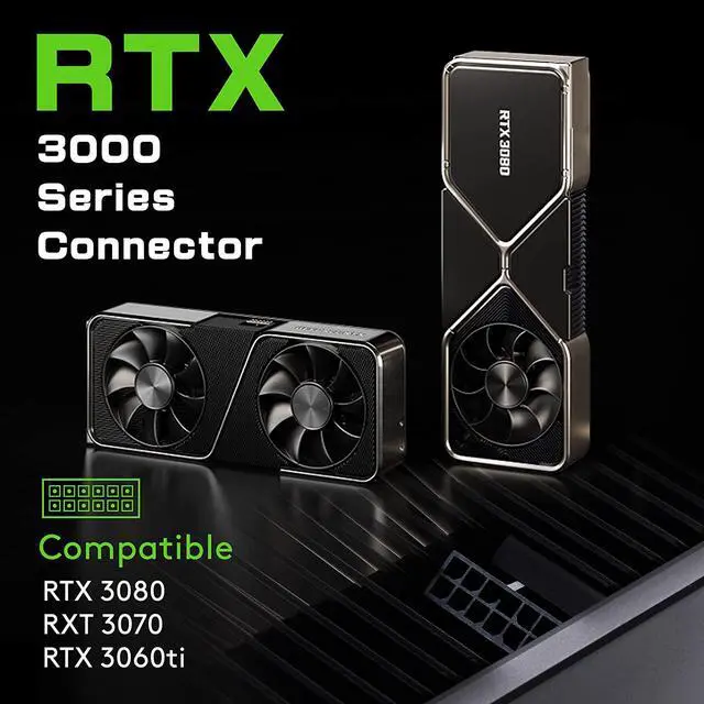 Alt view image 4 of 7 - EZDIY-FAB RTX 3000 Series 12 Pin to Dual 8 Pin PCIe Sleeved Extension Cable 300 MM- Connector for NVIDIA Ampere GEFORCE RTX 3060ti 3070 3080 FE Funder Edition- White
