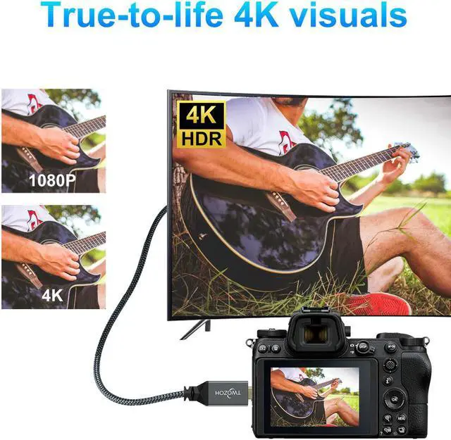Alt view image 2 of 7 - 4K Micro HDMI to HDMI Cable 1FT Short High-Speed Full HDMI to Micro HDMI Braided Cord Support 3D 4K/60Hz 1080p