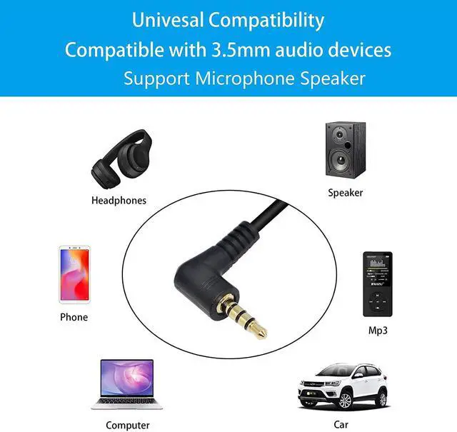 Alt view image 5 of 6 - 90 Degree Right Angle 3.5mm Male to Male Jack 4 Pole Extension Aux Audio Coiled Spiral Cable