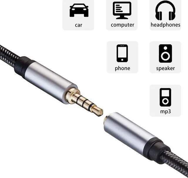 Alt view image 5 of 7 - Audio Mic Extension Cable 1Ft 3.5mm Aux Headphone Extender 4-Pole Jack Plug Extension Lead Stereo Male to Female Braided Cord for Headset TV Laptop Phone Switch Lite Car PS4 Xbox and More(1Ft/0.3M)