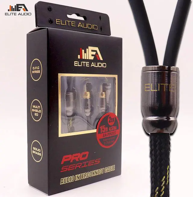 Alt view image 3 of 3 - PRO 100% OFC Copper 2 Channel 12 ft RCA Audio Interconnect Stereo Cable with Triple-Shielded Armor Quad Clamp Brass Copper Connectors & Copper Lead Drain Wire for Best Noise Cancellation
