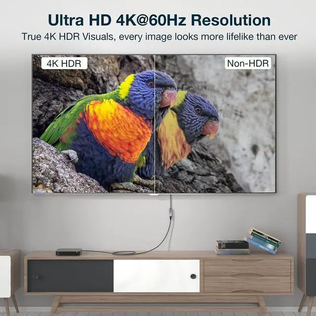 Alt view image 3 of 7 - 270 Degree HDMI Extension Cable, 4K HDMI Male to Female Nylon Braided Right Angle Extender Cable, Support 4K@60Hz, 3D, HDCP 2.2 & HDR for HDTV, PS5, PS4, Xbox One, Blu-ray Player, 1.65ft