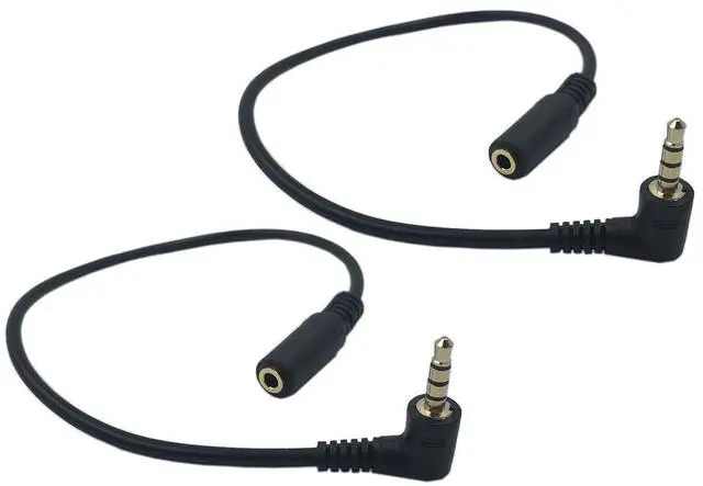 Main image of 1Ft 3.5mm 4 Pole Male to 3 Pole Female Gold Plated Stereo Audio Cable Headset Extension Cable for Phones, Headphones, Speakers, Tablets, PCs, MP3 Players and More(2-Pack)