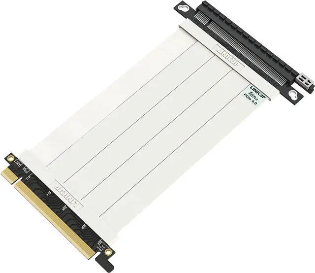 Main image of LINKUP - Ultra PCIe 4.0 X16 Riser Cable [RTX3090 RX6900XT x570 B550 Z590 Tested] Shielded Extreme High-Speed Vertical Mount Gaming PCI Express Gen4?Straight Socket {15cm}3.0 Gen3 & TT Compatible?White