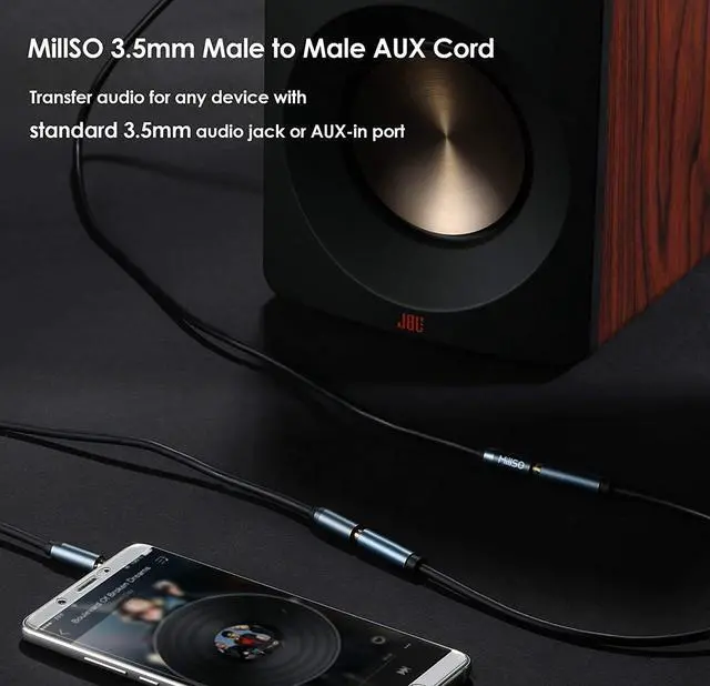 Alt view image 2 of 6 - 3.5mm Audio Cable (6.6 Feet) Male to Male Stereo AUX Cable TRS Headphone Jack Auxiliary Cable for AUX Cord Car Home Stereos Smartphone Tablet MP3 Player Speaker Headphone - Metal Blue