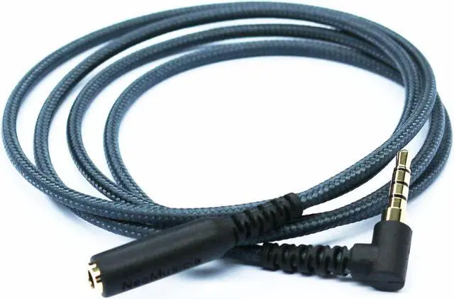 Main image of 150cm(4.5ft) Right Angle 4 Pole 3.5mm 1/8 inch Male to 4 Pole 3.5mm 1/8 inch Female Stereo Audio Headphone Earphone Extension Cable Adapter Cord Tangle-Free Braided Wire