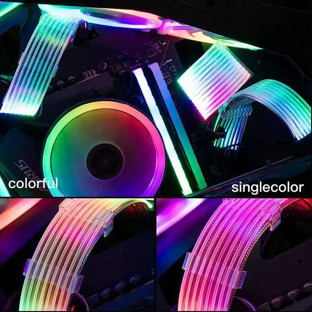 Alt view image 2 of 7 - ARGB Extension Cable Kit 24-Pin ATX Motherboard 8-Pin PCIE 8-Pin GPU Addressable with RGB Controllerfor Computer Gaming Case (24-Pin PSU+8-Pin GPU)