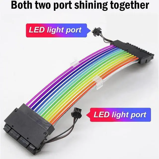 Alt view image 4 of 7 - ARGB Extension Cable Kit 24-Pin ATX Motherboard 8-Pin PCIE 8-Pin GPU Addressable with RGB Controllerfor Computer Gaming Case (24-Pin PSU+8-Pin GPU)