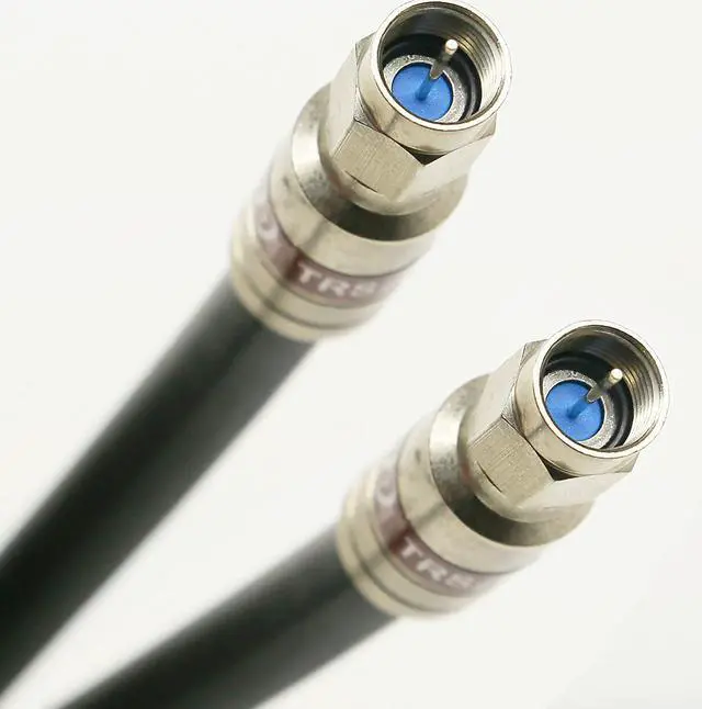 Alt view image 2 of 3 - 40ft BLACK TRI-SHIELD DIRECT BURIAL UNDERGROUND RG-11 COAXIAL CABLE 14AWG 75 Ohm GEL BRAIDED WEATHER SEAL BRASS CONNECTORS BARREL AND 10 NAIL CLIPS INCLUDED ASSEMBLED IN USA by PHAT SATELLITE INTL