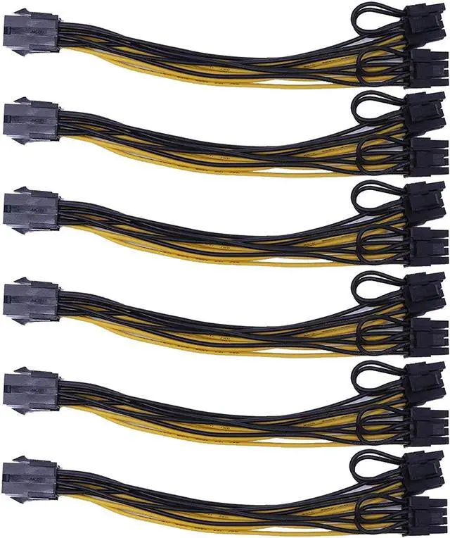 Main image of YW 6 Pin Female to Dual 8(6+2) Pin Male PCIe Adapter Power Cable PCI Express Y - Splitter Extension Cable 12.5 Inches (6 Pack)