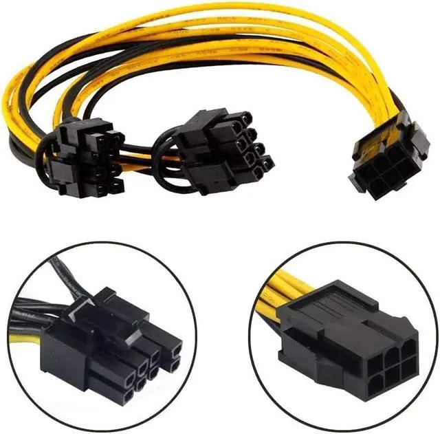 Alt view image 2 of 6 - YW 6 Pin Female to Dual 8(6+2) Pin Male PCIe Adapter Power Cable PCI Express Y - Splitter Extension Cable 12.5 Inches (6 Pack)