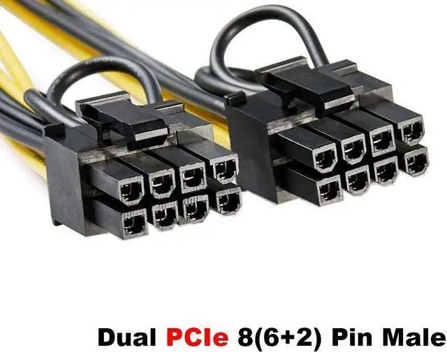 Alt view image 4 of 6 - YW 6 Pin Female to Dual 8(6+2) Pin Male PCIe Adapter Power Cable PCI Express Y - Splitter Extension Cable 12.5 Inches (6 Pack)