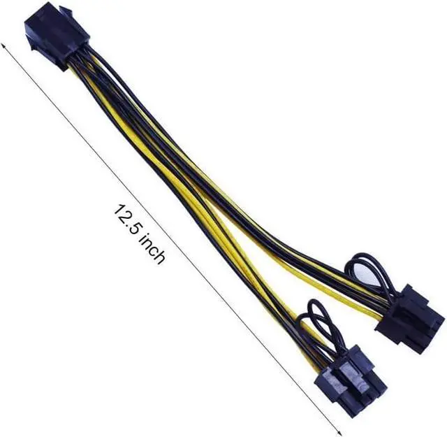 Alt view image 6 of 6 - YW 6 Pin Female to Dual 8(6+2) Pin Male PCIe Adapter Power Cable PCI Express Y - Splitter Extension Cable 12.5 Inches (6 Pack)