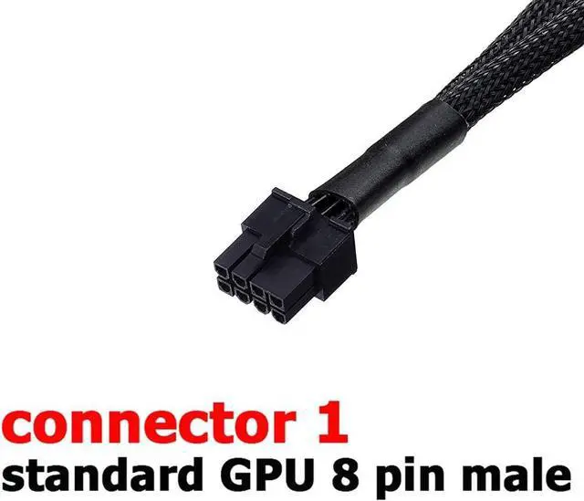 Alt view image 2 of 3 - Dual 6 Pin Female to GPU 8 Pin Male, GPU Power Adapter Cable Braided Sleeved,Computer Cable, Computer Graphics Card Cable, 9 inches 1pack