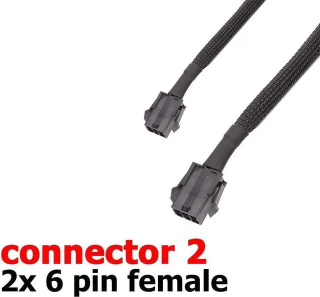 Alt view image 3 of 3 - Dual 6 Pin Female to GPU 8 Pin Male, GPU Power Adapter Cable Braided Sleeved,Computer Cable, Computer Graphics Card Cable, 9 inches 1pack