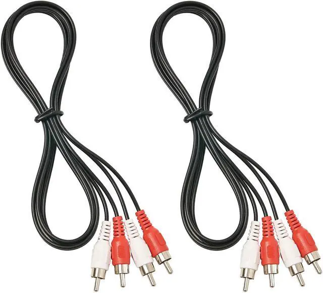 Main image of (2 Pcs) RCA Stereo Audio Cable 2-RCA Male to 2-RCA Male (5 FT) Stereo Audio 2RCA Cord Male to Male Connector