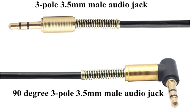 Alt view image 3 of 7 - 3.5mm Coiled Cable - 90 Degree Right Angle 3-Pole TRS Jack Stereo Audio Spring Aux Cable for Smartphones, Tablets and MP3 Players (1.5m) (Pack of 2)