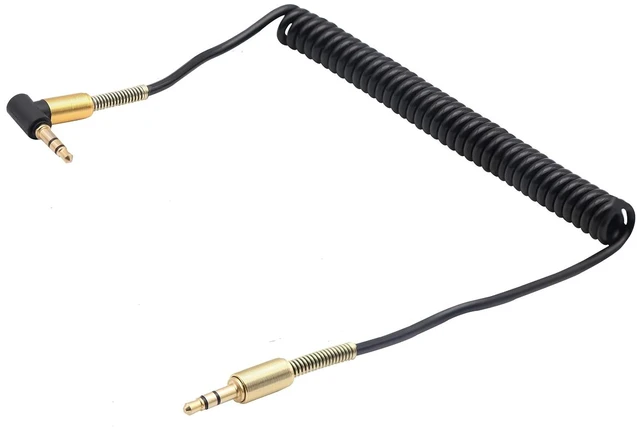 Alt view image 5 of 7 - 3.5mm Coiled Cable - 90 Degree Right Angle 3-Pole TRS Jack Stereo Audio Spring Aux Cable for Smartphones, Tablets and MP3 Players (1.5m) (Pack of 2)