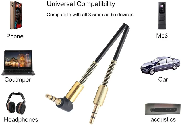 Alt view image 6 of 7 - 3.5mm Coiled Cable - 90 Degree Right Angle 3-Pole TRS Jack Stereo Audio Spring Aux Cable for Smartphones, Tablets and MP3 Players (1.5m) (Pack of 2)