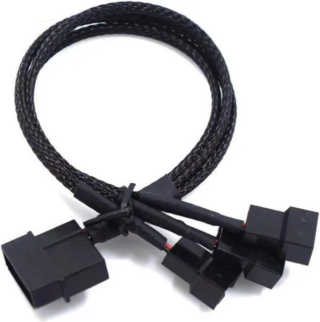 Main image of 2 Pack 4-Pin Molex to 3 x 3 Pin / 4 Pin PMW 12V PC Case Fan Power Adapter Cable 3-Pin / 4-Pin (PWM Connector) to Molex Computer Cooler Cooling Fan Splitter Y Power Molex-3Pin/4Pin Cable Splitter