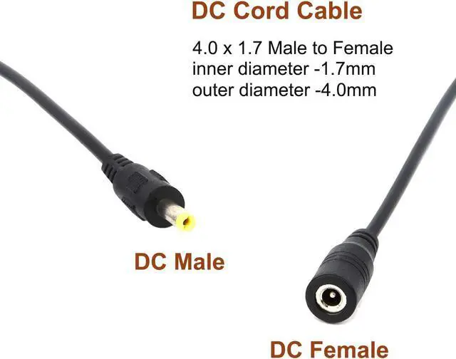 Alt view image 4 of 6 - COOLM DC 4.0mmx1.7mm Male and Female DC Plug Line Power Cord 1.7mm I.D. 4.0mm O.D Security Monitoring Power Cord LED DC Power Cord 4.01.7 Barrel Adapter Converter Cable 5 Pairs