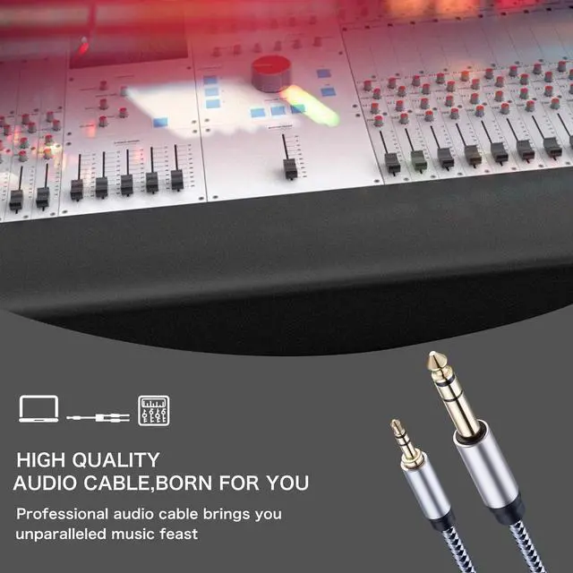 Alt view image 4 of 7 - 1/8 to 1/4 Stereo Cable 10FT 6.35mm 1/4 Male to 3.5mm 1/8 Male TRS Bidirectional Stereo Audio Cable Jack for Guitar Home Theater Devices Speaker and Amplifiers(10Ft)