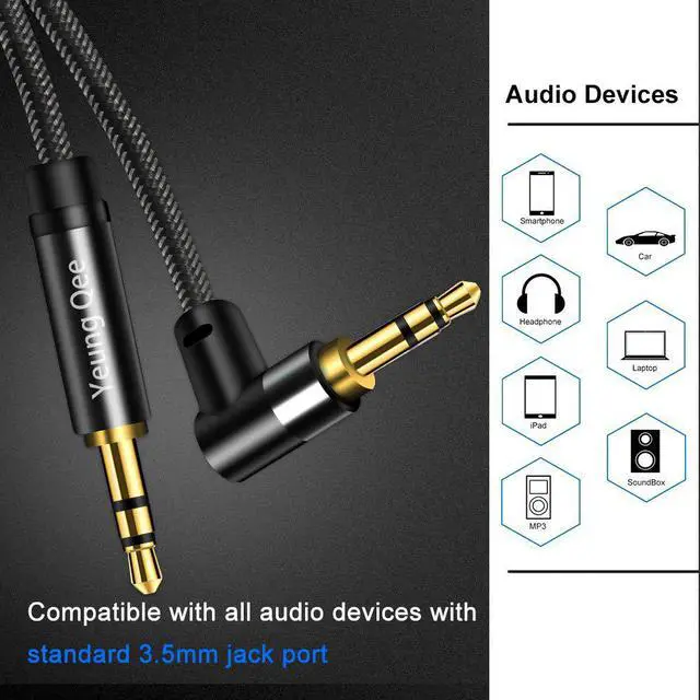 Alt view image 3 of 7 - 3.5mm Aux Cable 1ft 3.5mm Nylon Braided Male to Male Stereo Audio Cable Audio Auxiliary Input Adapter for Headphones Car Home Stereos Speaker (1FT/0.3M)