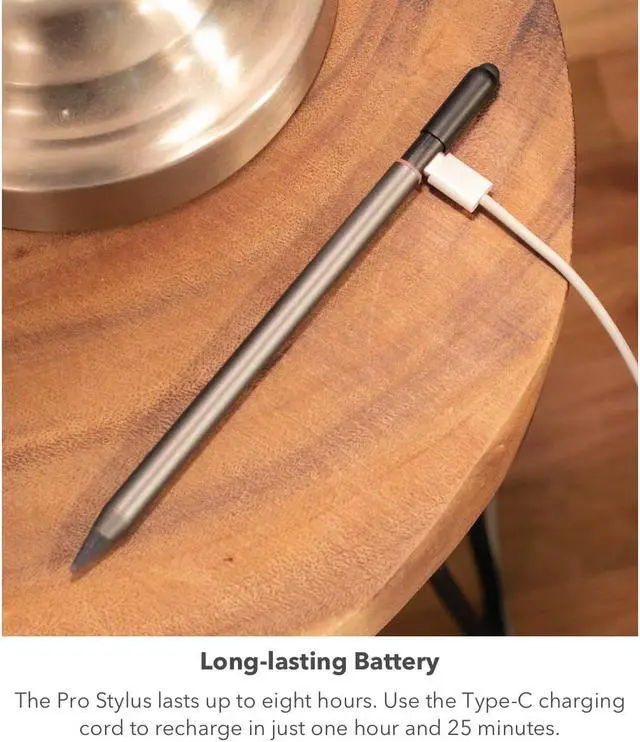 Alt view image 2 of 7 - Pro Stylus with Active & Capacitive Tips Palm Rejection Tilt Recognition Instant Bluetooth Pairing Compatible with iPad Pro 11/12.9 (3 4 & 5 Gen)/Air 10.9/iPad 10.2/9.7/Mini 5