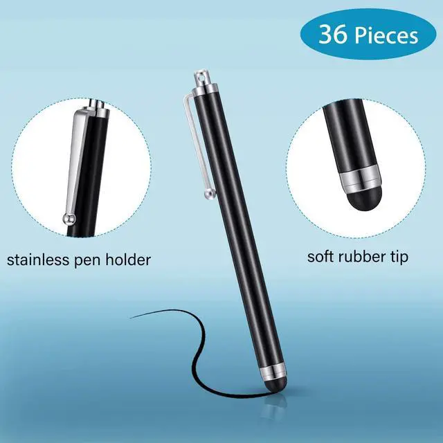 Alt view image 4 of 6 - 36 Pcs Stylus Pen for Universal Capacitive Touch Screens Devices Stylus Pen Compatible with Tablet for Classroom Travel Olders Friendly(Black)