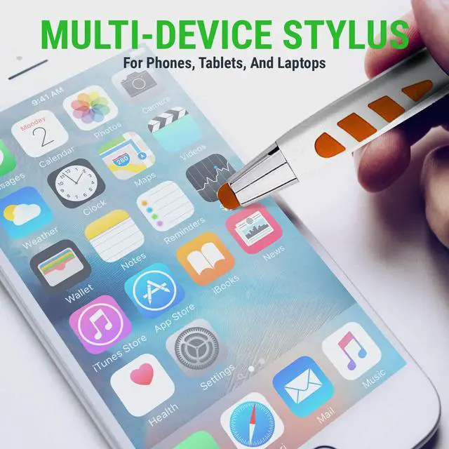 Alt view image 4 of 7 - Stylus Pens - 2 in 1 Touch Screen & Writing Pen Sensitive Stylus Tip - for Most Touchscreen Devices - Assorted Barrel Colors Black Ink 7 Pack