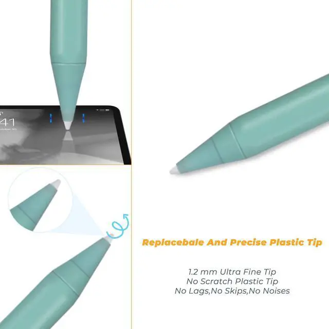 Alt view image 5 of 5 - 2020 iPad Air 4th Gen 10.9-Inch Stylus Pencil with Palm Rejection,Type-C Charge and Replaceable 1.5mm Fine Tip 2nd Stylus Pens Compatible with Apple Pencil for iPad Air 4th Gen 10.9" Drawing Pen,Green
