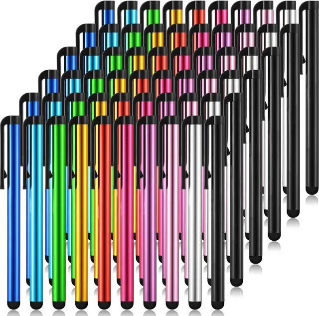 Main image of 60 Pieces Stylus Pens Slim Capacitive Stylus Touch Pens for Universal Touch Screens Devices Compatible with iPhone iPad Tablet (10 Colors)