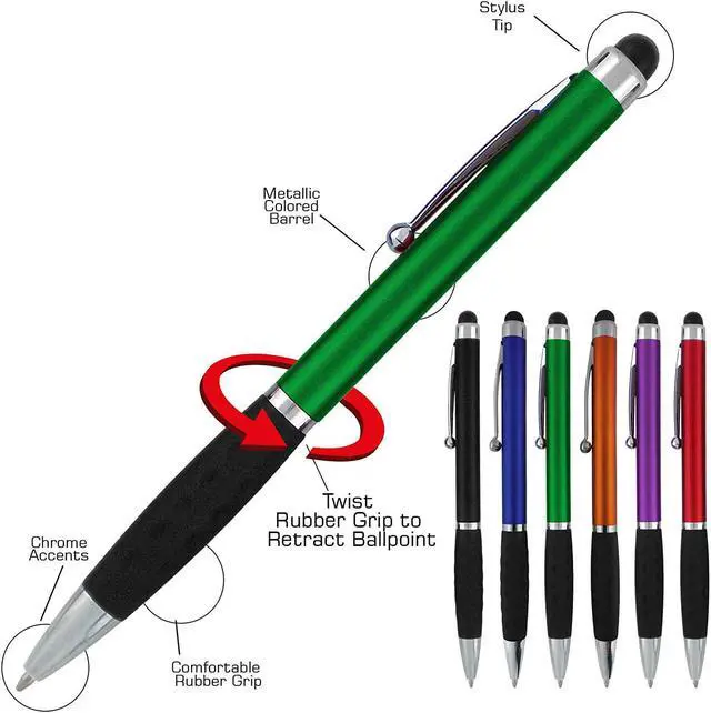 Alt view image 2 of 6 - Stylus Pens -2 in1 Capactive Touch Screen with Ballpoint Writing Pen Sensitive Stylus Tip For Your iPad iPhone Samsung Galaxy & All Smart Devices -Metallic Barrel - Assorted Colors Comfy Grips,36 Pack