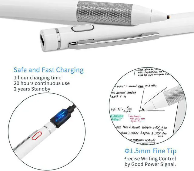 Alt view image 3 of 6 - Pencil Stylus for iPhone 17/16/15/14/X Pro Max Pen Touch Screens Active Stylus Digital Pen with 1.5mm Ultra Fine Tip Stylist Pen for iPhone 17/16/15/14/X Pro Max Pencil White