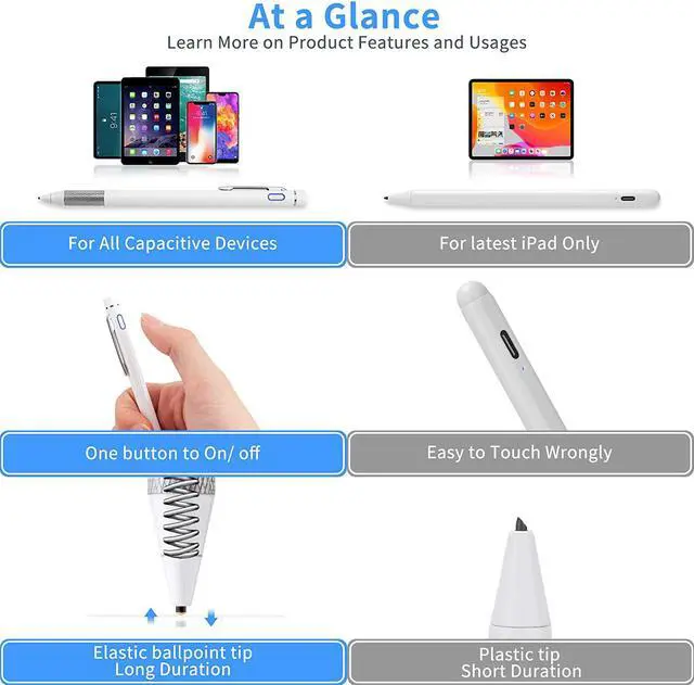 Alt view image 4 of 6 - Pencil Stylus for iPhone 17/16/15/14/X Pro Max Pen Touch Screens Active Stylus Digital Pen with 1.5mm Ultra Fine Tip Stylist Pen for iPhone 17/16/15/14/X Pro Max Pencil White