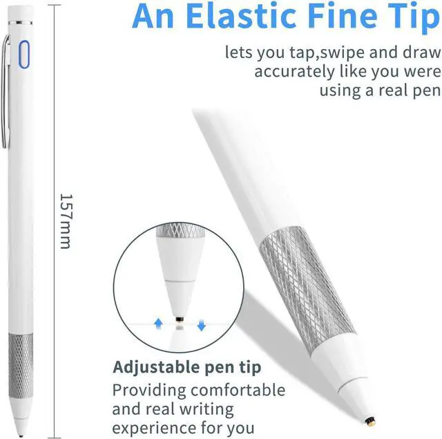 Alt view image 2 of 6 - Pencil Stylus for iPhone 17/16/15/14/X Pro Max Pen Touch Screens Active Stylus Digital Pen with 1.5mm Ultra Fine Tip Stylist Pen for iPhone 17/16/15/14/X Pro Max Pencil White