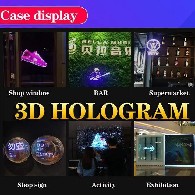 Alt view image 6 of 7 - 3D Hologram Fan,16.5 Inch 3D Hologram Projector Advertising Display with 1.2 Inches Thick, 700 Video Library and 224 LED for Business Store Signs,Bar,Casino,Party,halloween Missyou, Welcome to consult