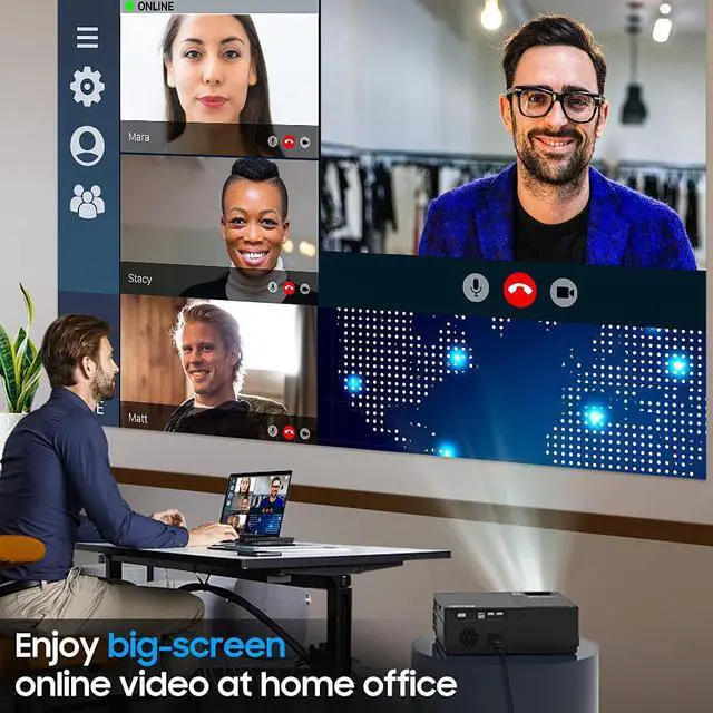 Alt view image 2 of 14 - JIMTAB M18 PRO Native 1080P Video Projector,WiFi HD Projector Support AV,VGA,USB,HDMI, Compatible with Xbox,Laptop,iPhone and Android for Academic Display and Home Theater (Metallic Black(M18 Pro))