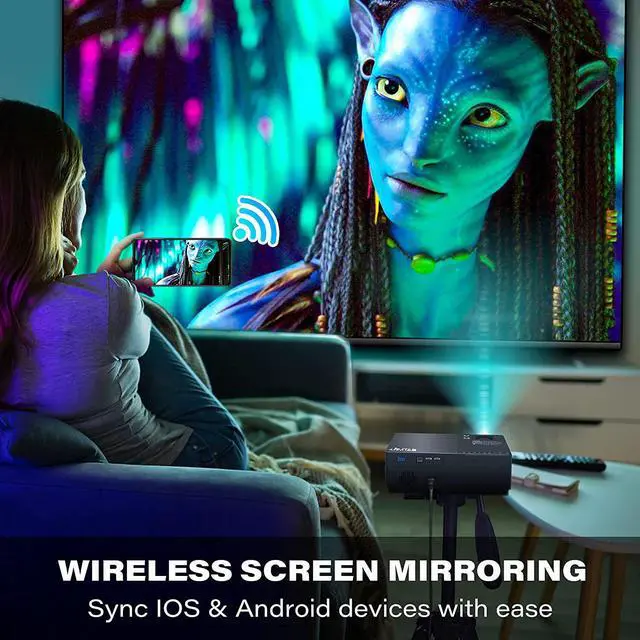 Alt view image 5 of 14 - JIMTAB M18 PRO Native 1080P Video Projector,WiFi HD Projector Support AV,VGA,USB,HDMI, Compatible with Xbox,Laptop,iPhone and Android for Academic Display and Home Theater (Metallic Black(M18 Pro))